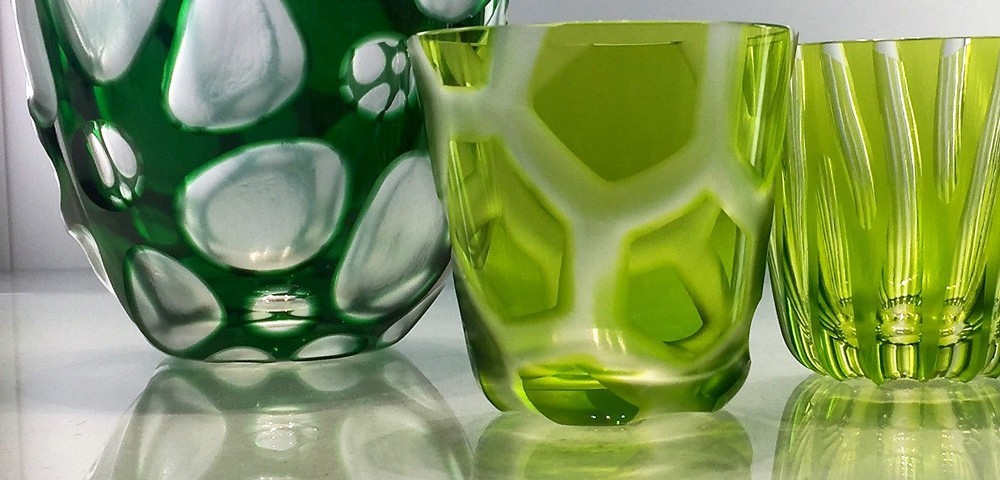 Rotter Glas Kristall Schale Glas Grün Neuer Dekor Zenja
